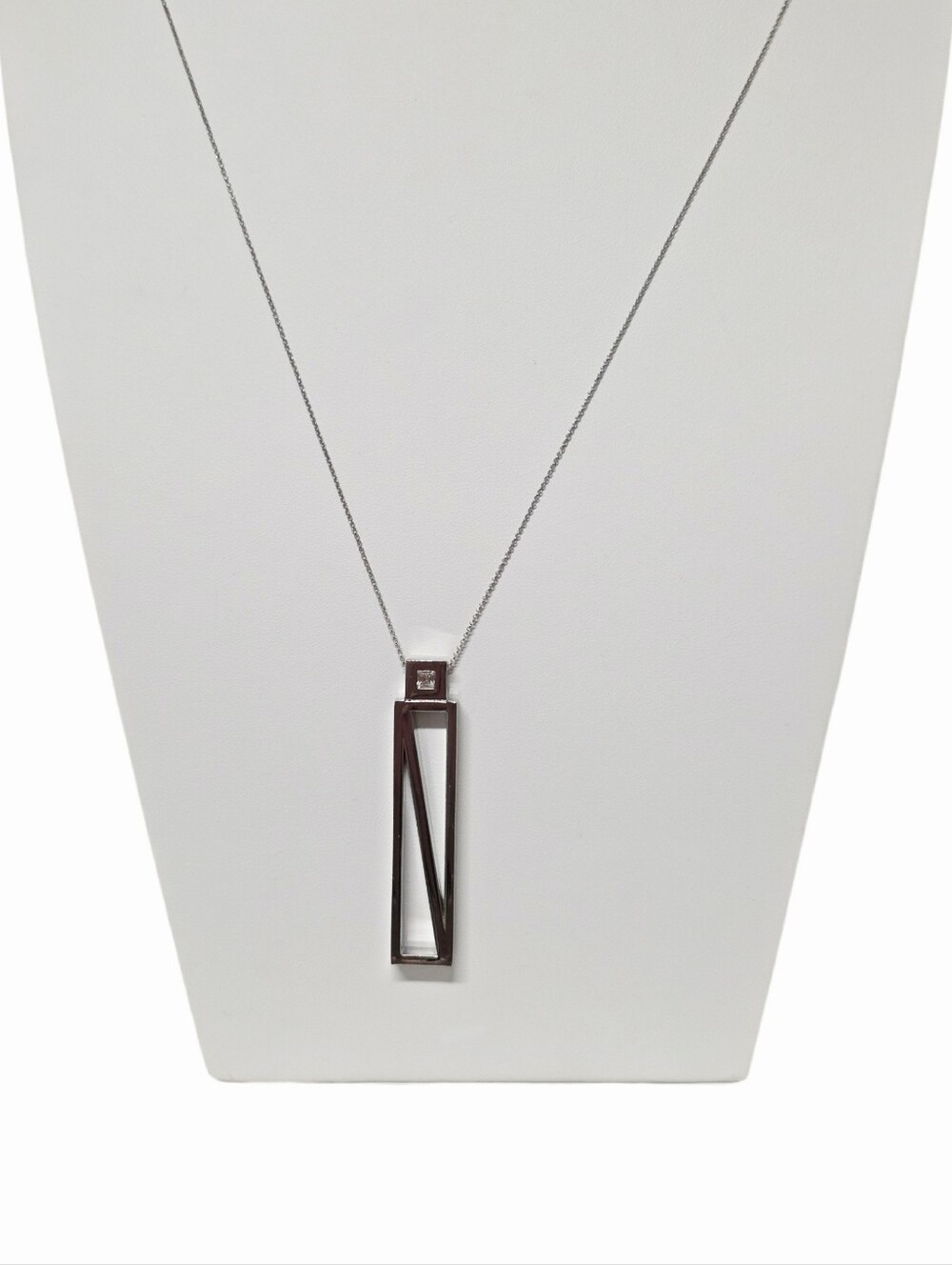 Ann Taylor Contemporary Silver-tone Rectangular Pendant Long Necklace